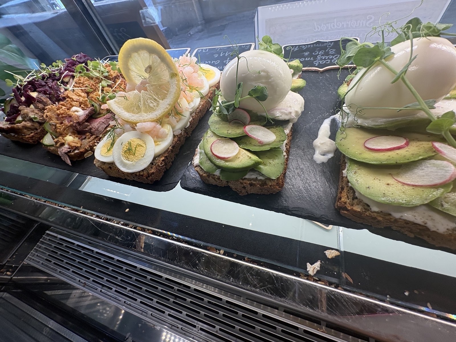 Vitrine de smørrebrøds du Café Danica